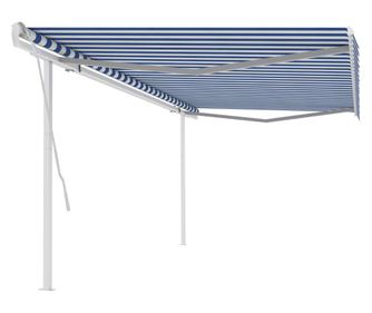 Tenda na ručno uvlačenje sa stupovima 5 x 3 m plavo-bijela