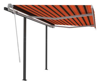Copertina retractabila automat, stalpi, portocaliu&ampmaro 3x2,5 m
