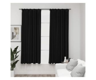 Zavjese neprozirne izgled, kuke, 2 kom., antracit, 140x175 cm