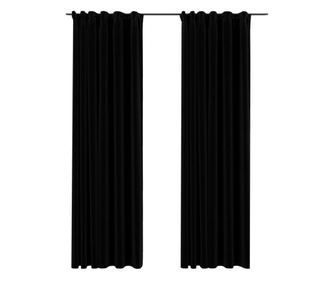 Zavjese za zamračivanje s kukama 2 kom crne 140 x 245 cm
