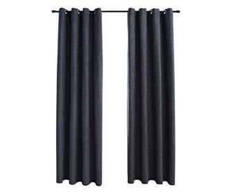 Zavjese za zamračivanje s prstenima 2 kom antracit 140 x 175 cm