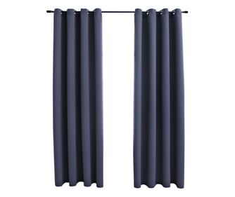 Zavjese za zamračivanje s prstenima 2 kom antracit 140 x 245 cm