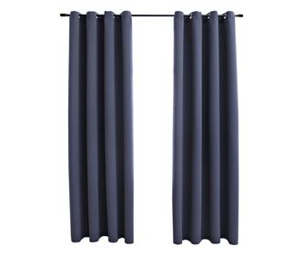Zavjese za zamračivanje s prstenima 2 kom antracit 140 x 225 cm