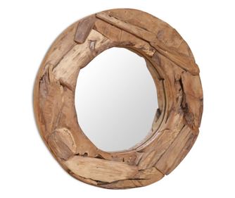 Dekorativní zrcadlo teak 60 cm kulaté