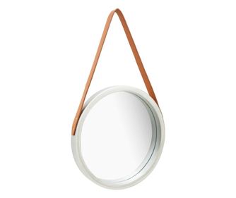 Zidno ogledalo s trakom 40 cm srebrno