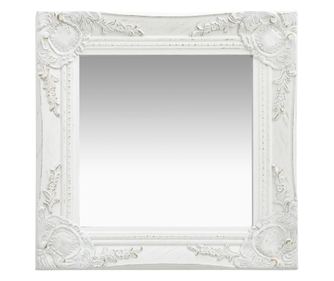 Oglindă de perete în stil baroc, alb, 40 x 40 cm
