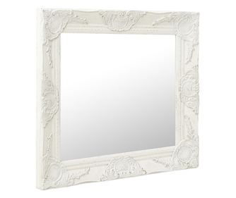 vidaXL Oglindă de perete în stil baroc, alb, 50 x 50 cm