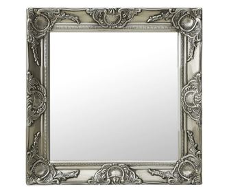 Oglindă de perete în stil baroc, argintiu, 50 x 50 cm