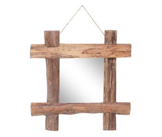 Ogledalo od cjepanica prirodna boja 50 x 50 cm obnovljeno drvo