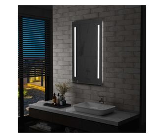 Огледало с LED осветление за баня със стойка, 60 x 100 cm