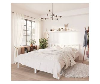 Σκελετός Κρεβατιού, Λευκό, 140x200 εκ., Μασίφ Ξύλο Πεύκου