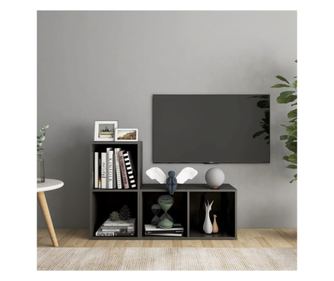 Komode za TV, 2 kom., siva visokog sjaja, 72x35x36,5 cm, iverica