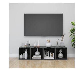 Komode za TV, 4 kom., siva visokog sjaja, 37x35x37 cm, iverica