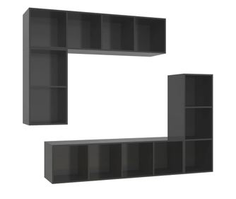 4-dijelni set TV ormarića visoki sjaj sivi od iverice