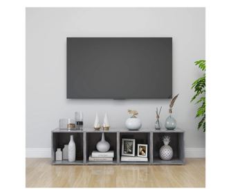 TV komode, 4 kom., betonsko siva, 37x35x37 cm, iverica