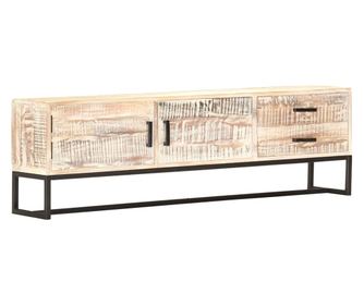 TV komoda, 140 x 30 x 45 cm, bijela, masivno drvo akacije