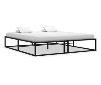 Κρεβάτι, μαύρο, 200x200 εκ., μέταλλο