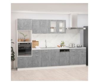 Konyhaszekrny-kszlet, 7 darabos, betonhats szrke, laminlt