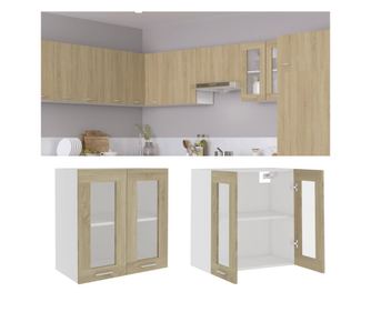 Závěsná skříňka ze skla, sonoma dub, 60 x 31 x 60 cm, DTD