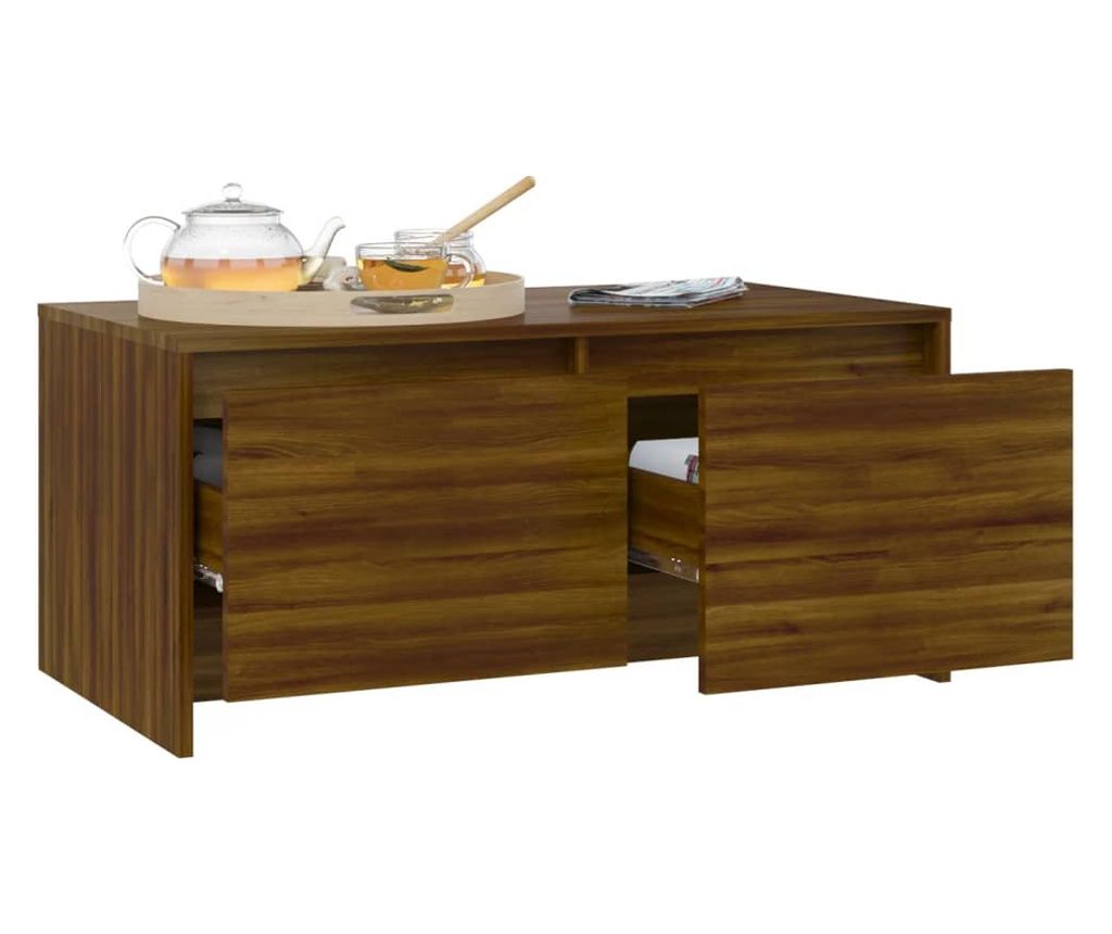 813031 Coffee Table Brown Oak 90x50x41.5 cm Chipboard