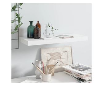 Stenska polica, visok sijaj bela, 60x23,5x3,8 cm, MDF