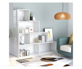 Knyvespolc/Trelvlaszt fehr fnyes 155x24x160 cm forgcslap