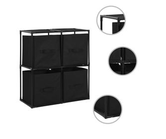 Ormarić za pohranu s 4 košare crni 63 x 30 x 71 cm čelični