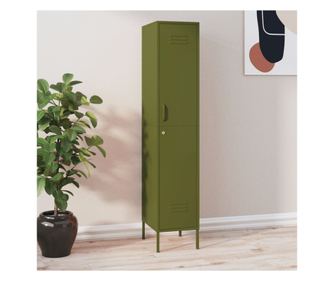 Öltözőszekrény, olívazöld, 35x46x180 cm, acél