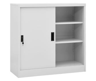 Stt szrke irodai szekrny tolajtval, 90x40x90 cm, acl