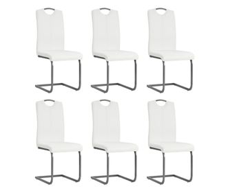 Kuhinjske stolice, 6 kom., bijele, umjetna koža