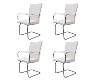 Konzolové jídelní židle 4 ks bílé umělá kůže