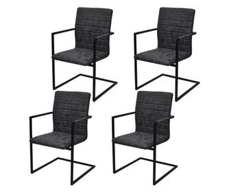 Nihajni jedilni stoli 4 kosi črno umetno usnje