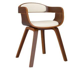 Jedilni stol krem ukrivljen les in umetno usnje