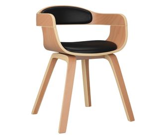 Jedilni stol črn ukrivljen les in umetno usnje