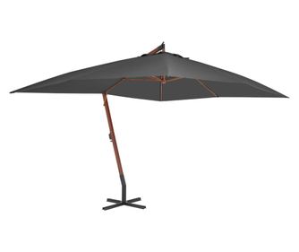 Konzolni suncobran s drvenom šipkom 400 x 300 cm antracit