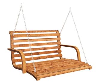 Gugalna klop trden ukrivljen les s tikovino 126x92x63 cm