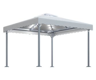 krémszínű alumíniumpavilon LED fényfüzérrel 300 x 300 cm