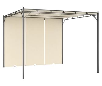 krémszínű kerti pavilon oldalfüggönnyel 3 x 3 x 2,25 m