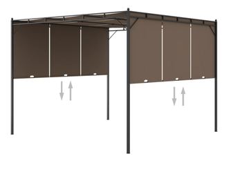 Vrtna sjenica s bočnim zastorom 3 x 3 x 2,25 m smeđe-siva