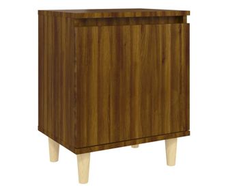 Noćni ormarić s nogama od masivnog drva, smeđi hrast, 40x30x50 cm