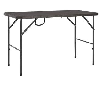 Zložljiva vrtna miza rjava 120x60x74 cm HDPE videz ratana