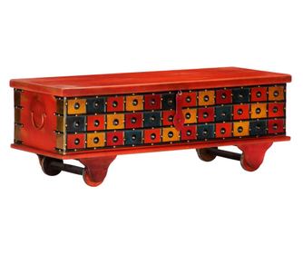Úložný box červený 110 x 40 x 40 cm masivní akáciové dřevo