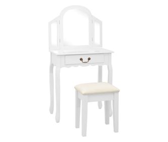 Fslkdasztal szkkel, fehr, 65x36x128 cm, paulownia fa, MDF