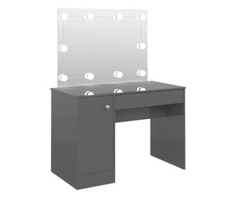 Έπιπλο Μακιγιάζ με Φωτισμό LED Λαμπερό Γκρι 110x55x145 εκ. MDF