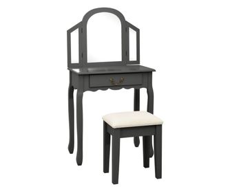Fslkdasztal taburettel, szrke, 65x36x128 cm, paulownia fa, MDF