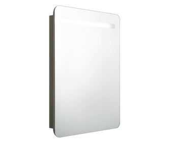 LED шкаф с огледало за баня, антрацит, 60x11x80 см