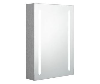 LED шкаф с огледало за баня, бетонно сив, 50x13x70 см