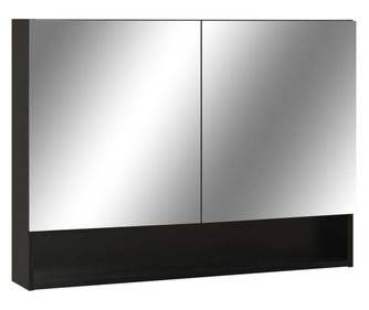 fekete LED-es MDF tükrös fürdőszobaszekrény 80 x 15 x 60 cm