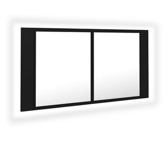 fekete LED-es tükrös fürdőszobaszekrény 90 x 12 x 45 cm
