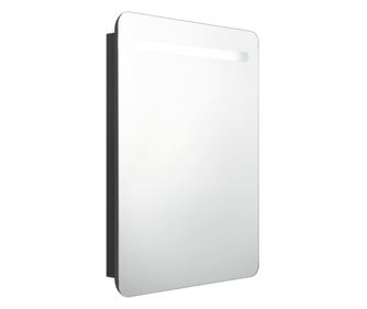 LED шкаф с огледало за баня, черен, 60x11x80 см